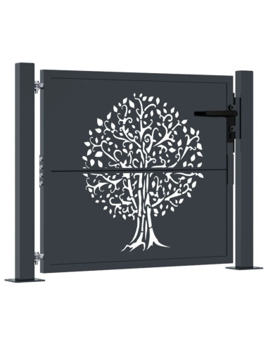 Cancello da giardino antracite 100x75 cm in acciaio con design ad albero