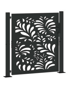 Cancello da giardino nero 100x100 cm in acciaio design ondulato