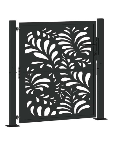 Cancello da giardino nero 100x100 cm in acciaio design ondulato