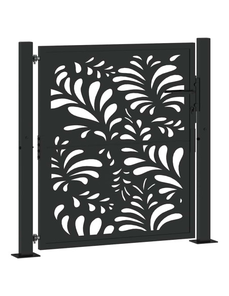 Cancello da giardino nero 100x100 cm in acciaio design ondulato
