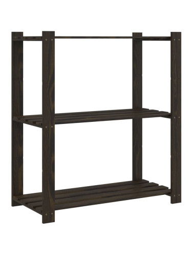 Scaffale a 3 Livelli Nero 80x38x90 cm in Legno Massello di Pino