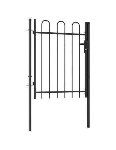 Cancello a Singola Anta con Archi in Acciaio 1x1,2m Nero