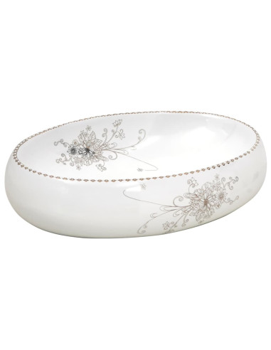 Lavabo da Appoggio Bianco Ovale 59x40x15 cm Ceramica