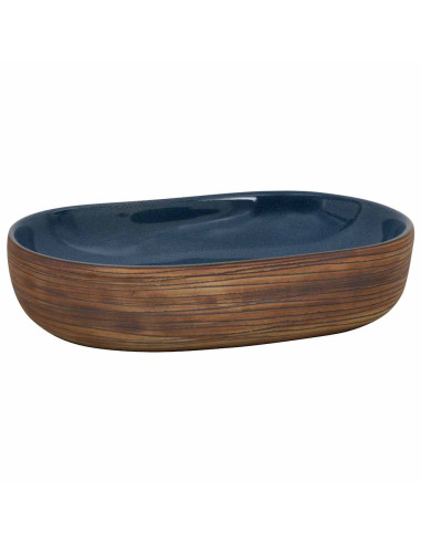 Lavabo da Appoggio Marrone e Blu Ovale 59x40x14 cm Ceramica