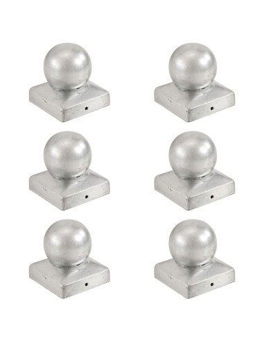 Tappi per Pali 6 pz Estremità a Globo Metallo Zincato 71x71 mm