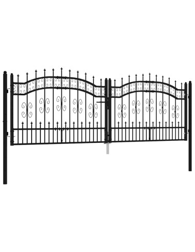 Cancello per recinzione KAMPEN con punta a lancia Nero 302x100 cm in acciaio