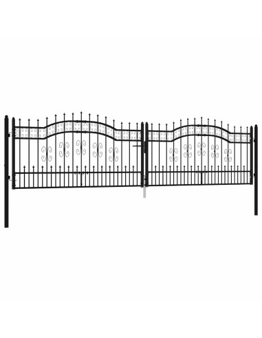 Cancello per recinzione KAMPEN con punta a lancia Nero 394,5x100 cm in acciaio