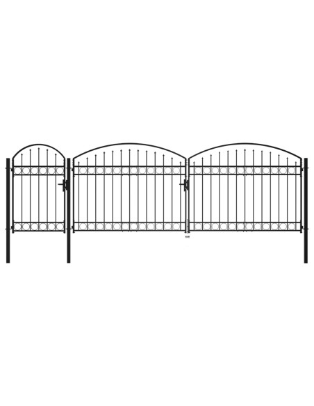 Cancello da Giardino ad Arco in Acciaio 1,75x5 m Nero