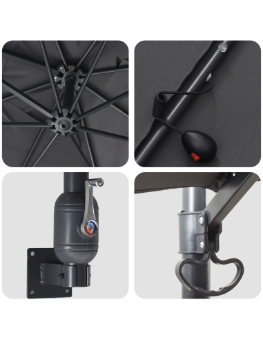 Ombrello da giardino Antracite 248,5 x 247,5 x 160 cm