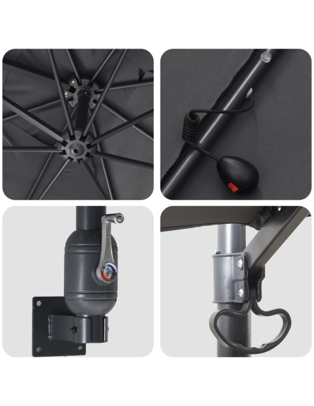 Ombrello da giardino Antracite 248,5 x 247,5 x 160 cm