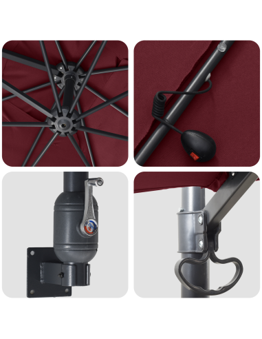 Ombrello da giardino Rosso Bordeaux 248,5 x 247,5 x 160 cm