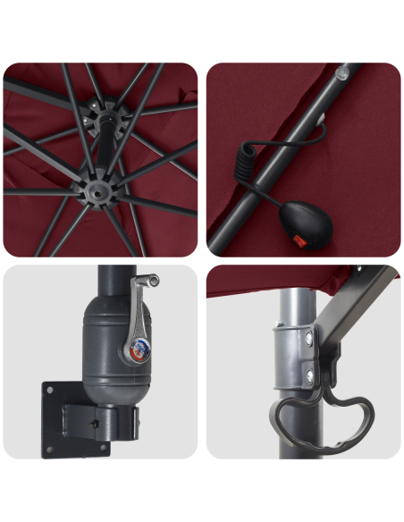 Ombrello da giardino Rosso Bordeaux 248,5 x 247,5 x 160 cm