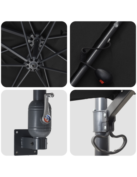 Ombrello da giardino Nero 248,5 x 247,5 x 160 cm