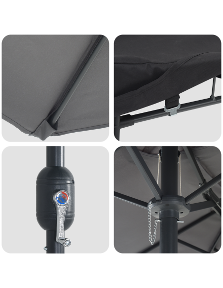 Ombrello da giardino Antracite 385 x 209 x 244 cm