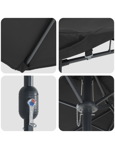 Ombrello da giardino Nero 385 x 209 x 244 cm
