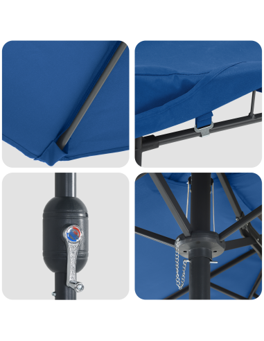 Ombrello da giardino Azzurro 385 x 209 x 244 cm
