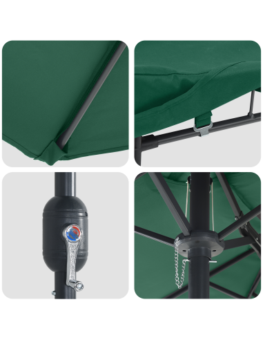 Ombrello da giardino Verde 385 x 209 x 244 cm Poliestere