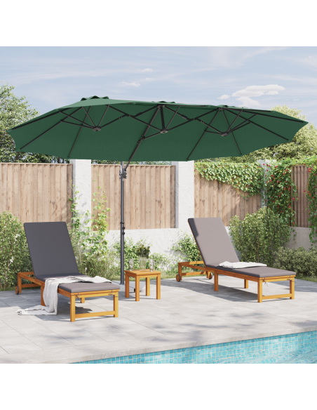 Ombrellone Verde 372 x 198 x 243 cm Poliestere e Alluminio