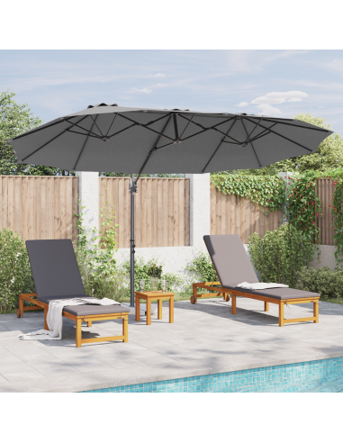 Ombrellone Antracite 372 x 198 x 243 cm Poliestere e Alluminio