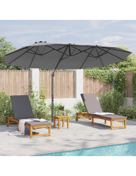 Ombrellone Antracite 372 x 198 x 243 cm Poliestere e Alluminio