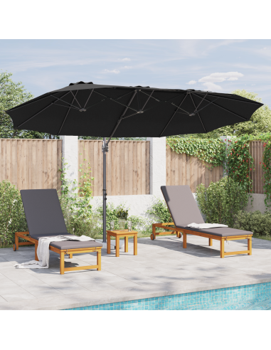 Ombrellone Nero 372 x 198 x 243 cm Poliestere e Alluminio