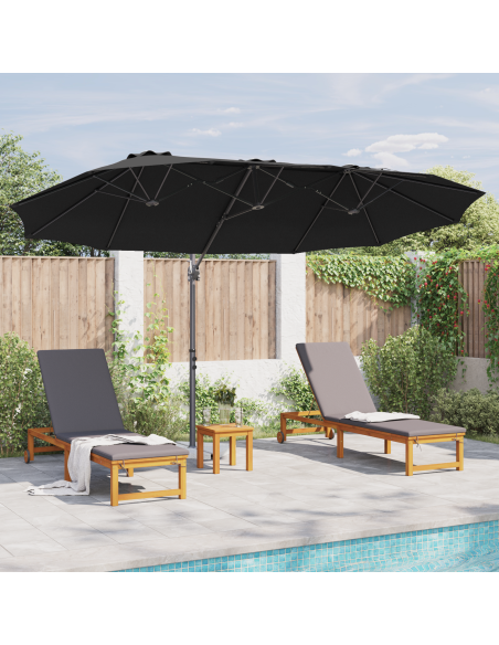 Ombrellone Nero 372 x 198 x 243 cm Poliestere e Alluminio