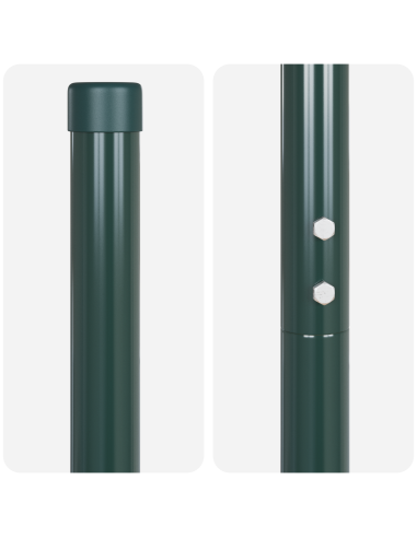 Palo della recinzione 2 pcs Verde Acciaio Verniciato a Polvere
