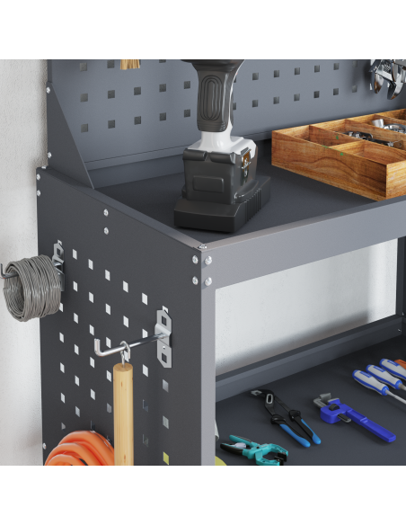 Carrello per Attrezzi con ruota Antracite 65 x 35 x 111 cm