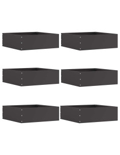 Bordura per Prato 6 pcs Nero 40 x 40 x 13 cm Acciaio