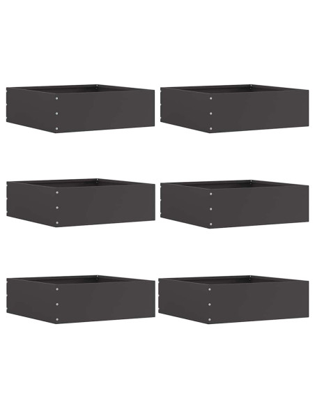 Bordura per Prato 6 pcs Nero 40 x 40 x 13 cm Acciaio