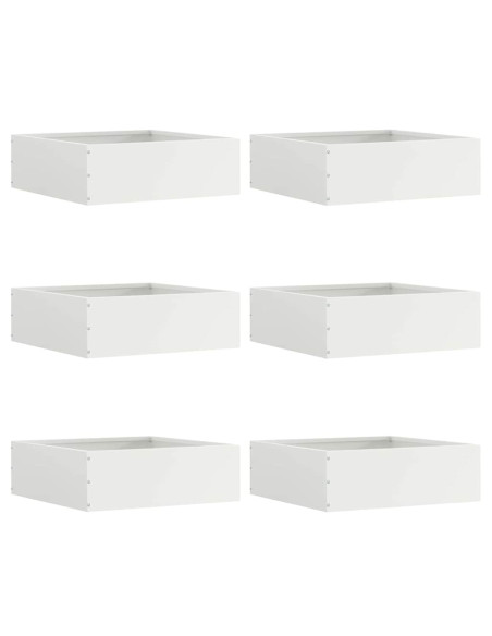 Bordura per Prato 6 pcs Bianco 40 x 40 x 13 cm Acciaio