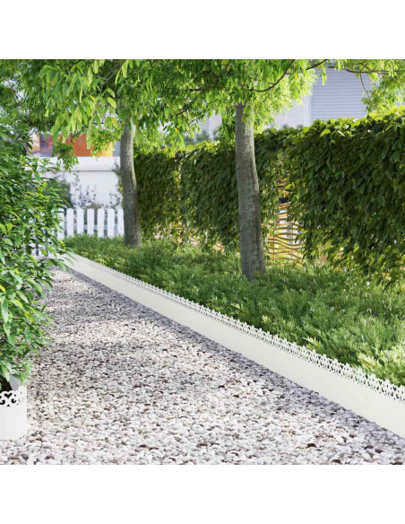 Bordure per prato 20 pcs Bianco 103 x 0,05 x 22 cm Acciaio