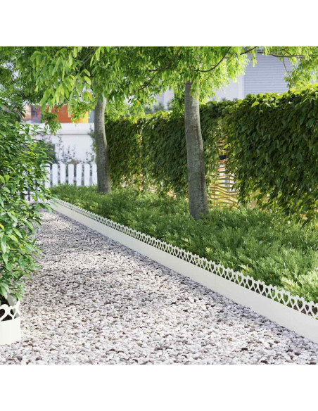 Bordure per prato 10 pcs Bianco 103 x 0,05 x 22 cm Acciaio