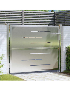 Cancello da giardino 85 x 70 cm Acciaio Inox Argento Bloccabile