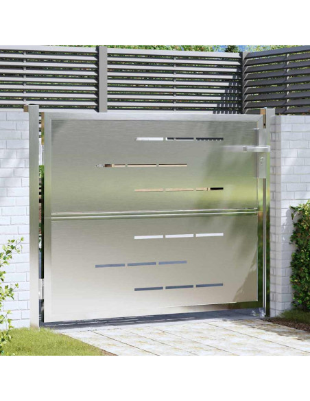 Cancello da giardino 85 x 70 cm Acciaio Inox Argento Bloccabile
