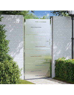Cancello da giardino Argento 96 x 180 cm Acciaio inossidabile 2