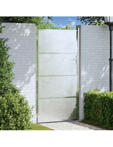 Cancello da giardino Argento 96 x 180 cm Acciaio inossidabile
