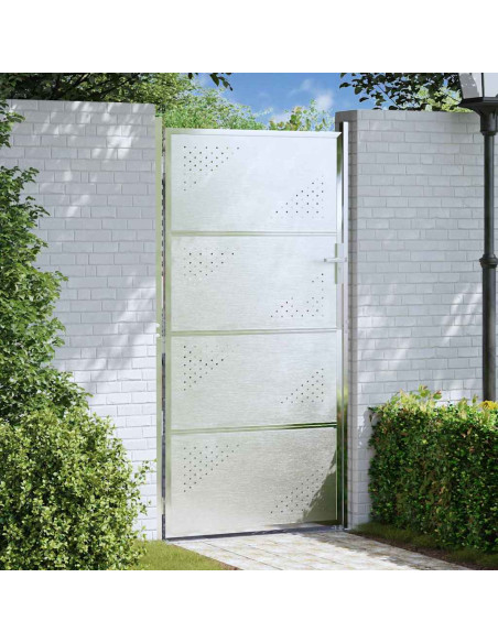 Cancello da giardino 85 x 174 cm Acciaio Inox Bloccabile