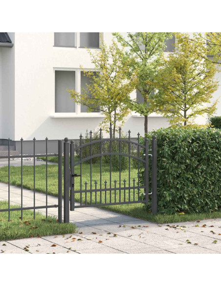 Cancello con Punta a Lancia Grigio 103 x 75 cm Acciaio