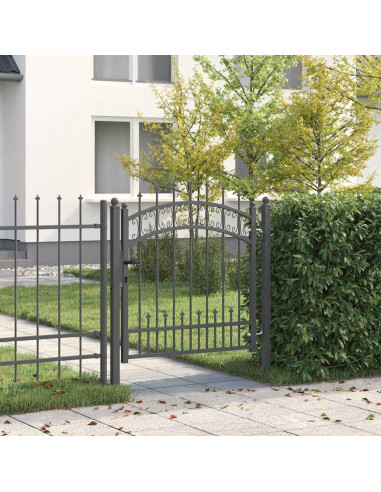 Cancello con Punta a Lancia Grigio 103 x 100 cm Acciaio
