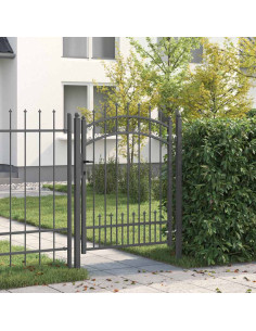 Cancello con Punta a Lancia Grigio 103 x 175 cm Acciaio 2