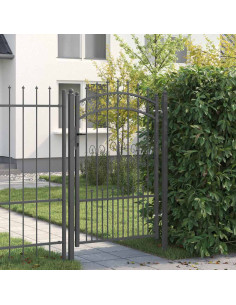 Cancello con Punta a Lancia Grigio 103 x 200 cm Acciaio 2
