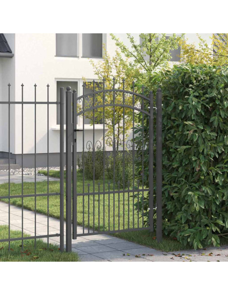 Cancello con Punta a Lancia Grigio 103 x 200 cm Acciaio