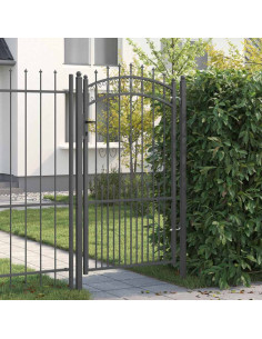 Cancello con Punta a Lancia Grigio 103 x 175 cm Acciaio 2