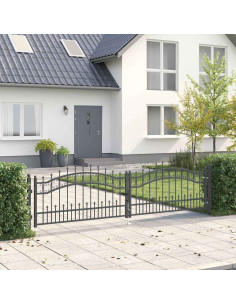 Cancello con Punta a Lancia Grigio 305 x 75 cm Acciaio 2