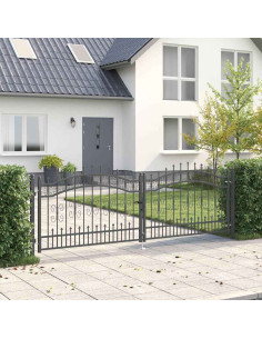 Cancello con Punta a Lancia Grigio 305 x 100 cm Acciaio 2