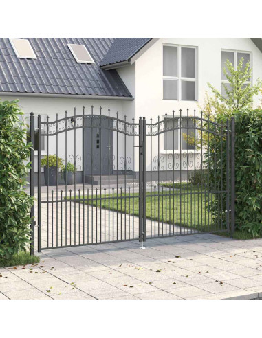 Cancello con Punta a Lancia Grigio 305 x 175 cm Acciaio