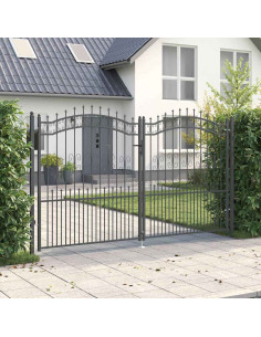 Cancello con Punta a Lancia Grigio 305 x 175 cm Acciaio 2