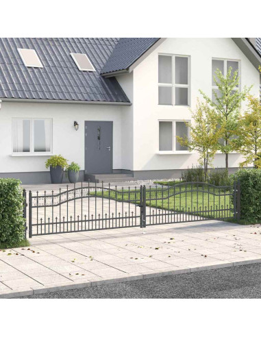 Cancello con Punta a Lancia Grigio 404 x 75 cm Acciaio