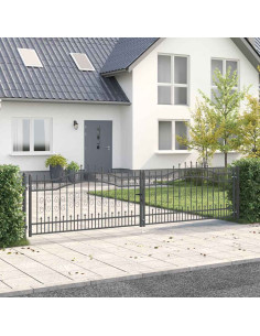 Cancello con Punta a Lancia Grigio 404 x 100 cm Acciaio